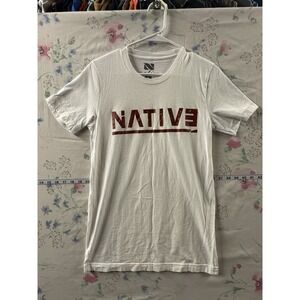 Native Graphic T-Shirt Mens Small White Red Logo Streetwear Casual Tee
